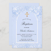 Blauer Konfetti Einladung (Vorne/Hinten)