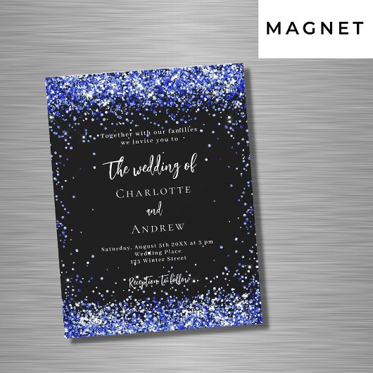 Blauer Konfetti Hochzeit Magneteinladung