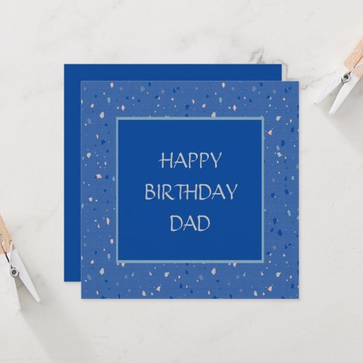 Blauer Konfetti Spaß Geburtstag Papa Karte (Vorderseite/Rückseite Beispiel)
