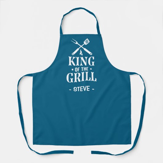 Blauer König des Grills Personalisierte BBQ Schürze (Vorderseite)