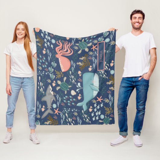 Blauer Korallenoktopus Walhai Name Fleecedecke (Beispiel)