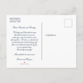 Blauer Korallenpfirsich Hochzeit speichern Datum Ankündigungspostkarte (Rückseite)