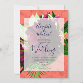 Blauer Korallenriff Elegante Moderne Hochzeit Einladung