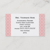 Blauer korallenroter Quatrefoil Lehrer Apples Visitenkarte (Rückseite)