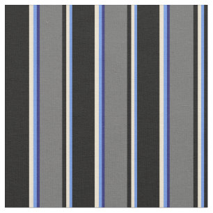 Blauer Kornblume, Beige, Schwarz, Grau, Mitternach Stoff