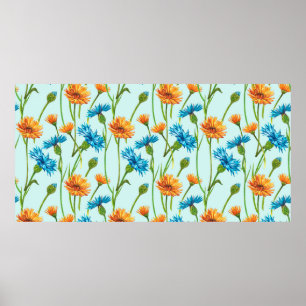 Blauer Kornblume Herb oder Bachelor-Taste Blume bo Poster