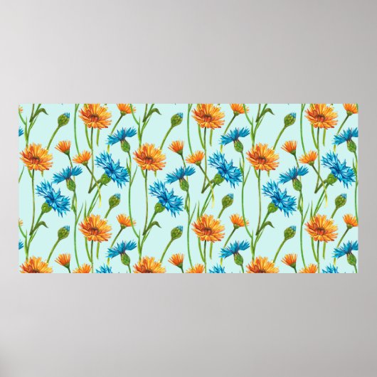 Blauer Kornblume Herb oder Bachelor-Taste Blume bo Poster (Vorne)