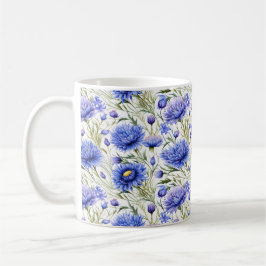 Blauer Kornblume Nahtloses Muster, blaue Blume Kaffeetasse