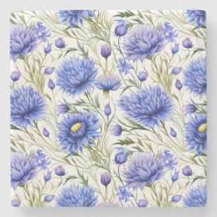 Blauer Kornblume Nahtloses Muster, blaue Blume Steinuntersetzer