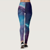 Blauer kosmischer Nebel Universum Leggings (Rückseite)