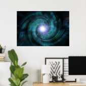 Blauer kosmischer Twirl Poster (Heimbüro)