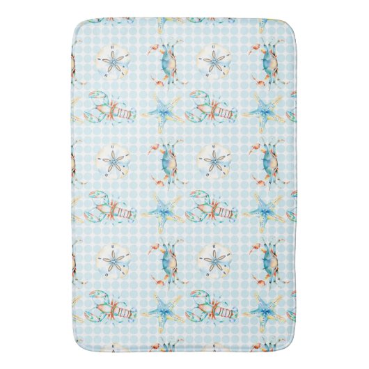 Blauer Krabben, Hummer, Starfish, Sand Dollar Badematte (Vorderseite Vertikal)