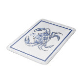 Blauer-Krabben-Küstennautik-Monogramm Badematte (Schrägansicht)