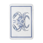 Blauer-Krabben-Küstennautik-Monogramm Badematte (Vorderseite Vertikal)