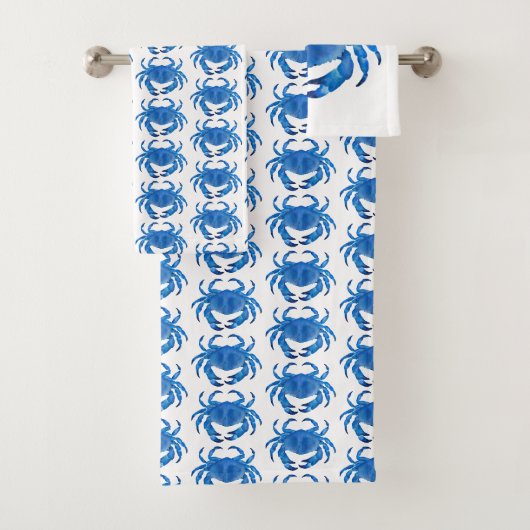 Blauer Krabben-Ozean-Muster Badhandtuch Set (Insitu)