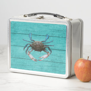 Blauer Krabben Türkis Metal Lunchbox