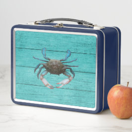 Blauer Krabben Türkis Metal Lunchbox