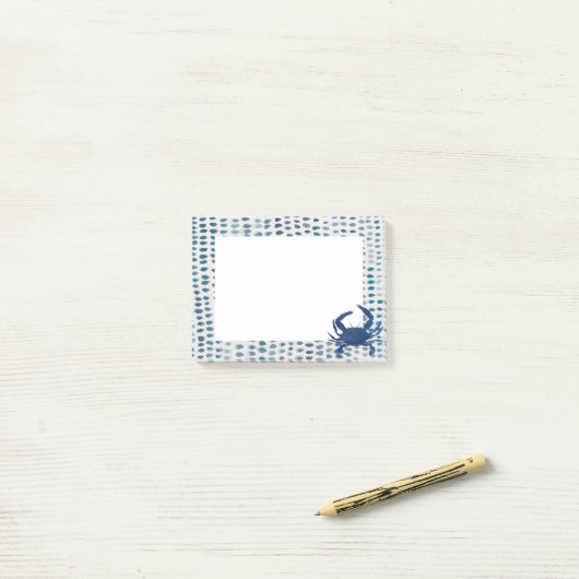 Blauer Krabbenglas Post-it Klebezettel (Auf Schreibtisch)