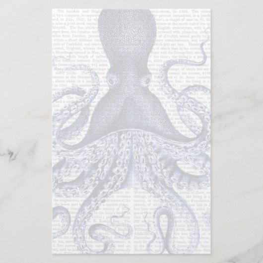 Blauer Kraken Briefpapier (Vorderseite)