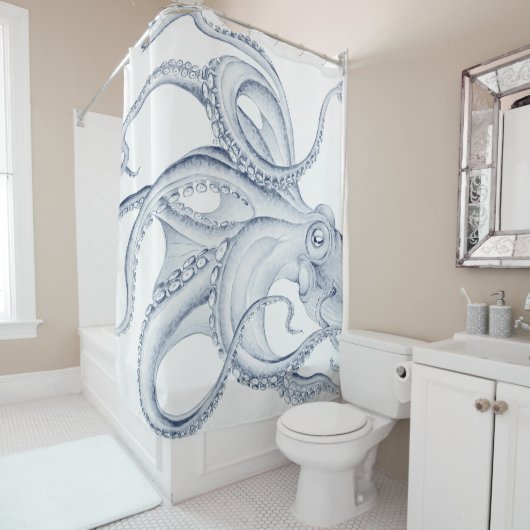 Blauer Kraken Duschvorhang (Beispiel)