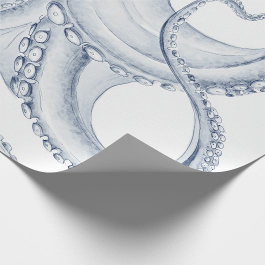 Blauer Kraken Geschenkpapier (Ecke)