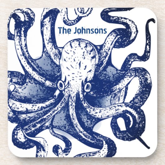 Blauer Kraken Getränkeuntersetzer (Vorderseite)