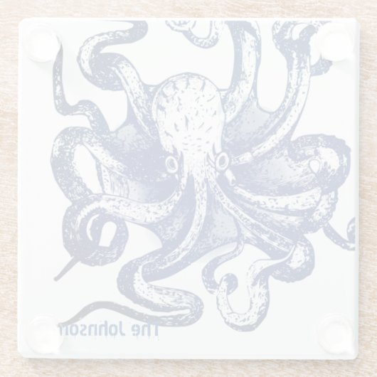 Blauer Kraken Glasuntersetzer (Rückseite)