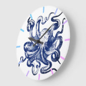 Blauer Kraken Große Wanduhr (Winkel)