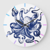 Blauer Kraken Große Wanduhr (Vorderseite)