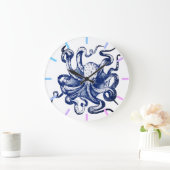Blauer Kraken Große Wanduhr (Zuhause)