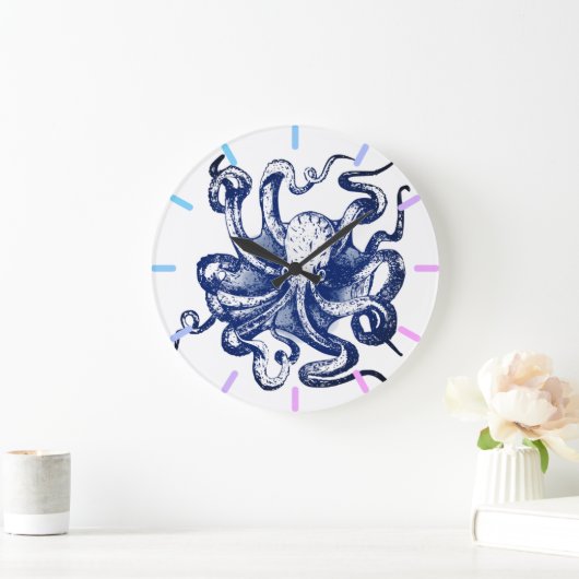 Blauer Kraken Große Wanduhr (Zuhause)