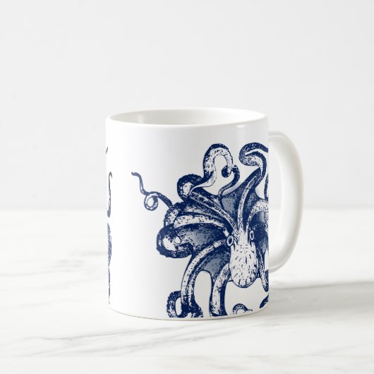 Blauer Kraken Kaffeetasse (VorderseiteRechts)