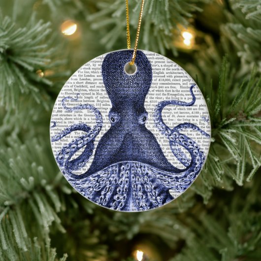 Blauer Kraken Keramik Ornament (Baum)