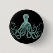 Blauer Kraken-Knopf Button (Vorderseite)