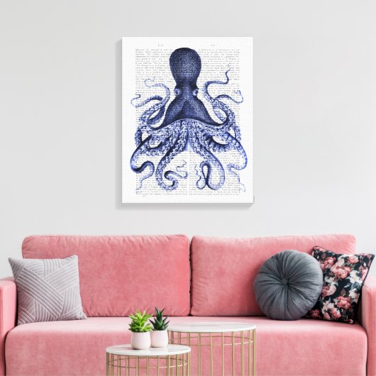 Blauer Kraken Leinwanddruck (Insitu (Wohnzimmer))
