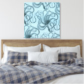 Blauer Kraken Leinwanddruck (Insitu (Schlafzimmer))