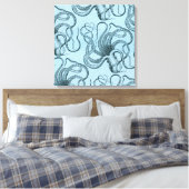 Blauer Kraken Leinwanddruck (Insitu (Schlafzimmer))