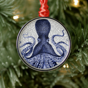 Blauer Kraken Ornament Aus Metall