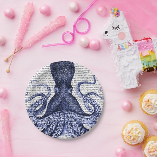 Blauer Kraken Pappteller (Party)