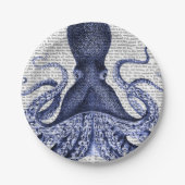 Blauer Kraken Pappteller (Vorderseite)