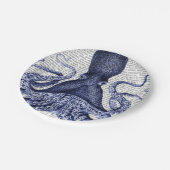 Blauer Kraken Pappteller (Schrägansicht)