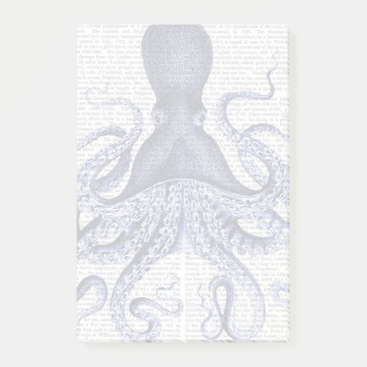 Blauer Kraken Post-it Klebezettel (Vorderseite)