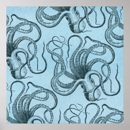 Blauer Kraken Poster (Vorne)