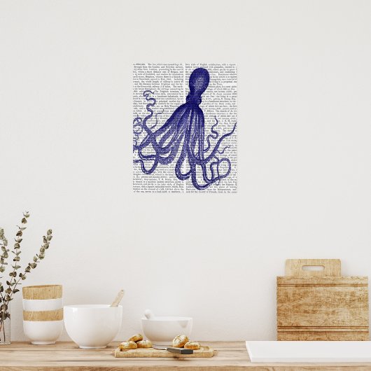 Blauer Kraken Poster (Küche)