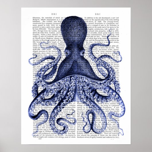 Blauer Kraken Poster (Vorne)