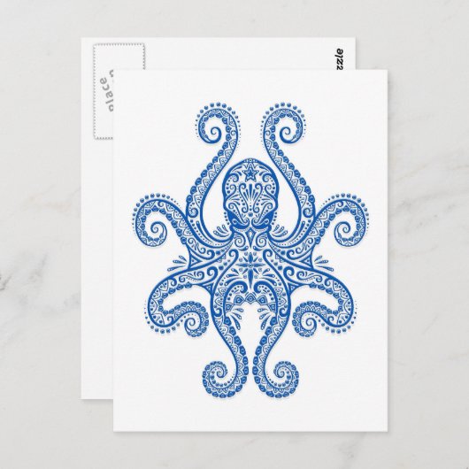 Blauer Kraken Postkarte (Vorne/Hinten)