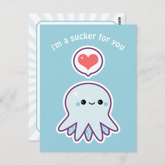 Blauer Kraken Postkarte (Vorne/Hinten)