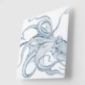 Blauer Kraken Quadratische Wanduhr (Winkel)