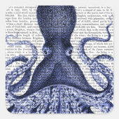 Blauer Kraken Quadratischer Aufkleber (Vorderseite)