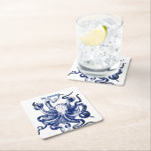 Blauer Kraken Rechteckiger Pappuntersetzer (Vor Ort)